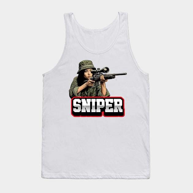 Sniper Girl Tank Top by Rawlifegraphic